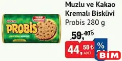 ÜLKER PROBİS MUZLU VE KAKAO KREMALI BİSKÜVİ 280 G ÜLKER PROBİS MUZLU VE KAKAO KREMALI BİSKÜVİ 280 G